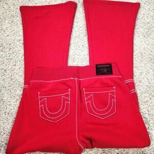 NEW True Religion Pull-On Flare Jeans Red Anniversary Small